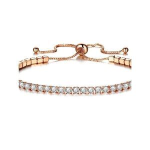 Swarovski Crystal tennis slider bracelet gold overlay